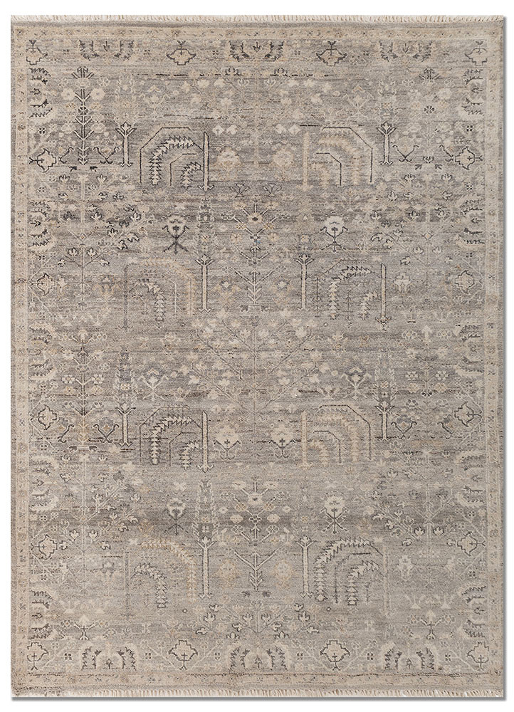 erbe grey and black afghan wool hand knotted Rug - HeadShot erbe grey and black afghan wool hand knotted Rug - HeadShot