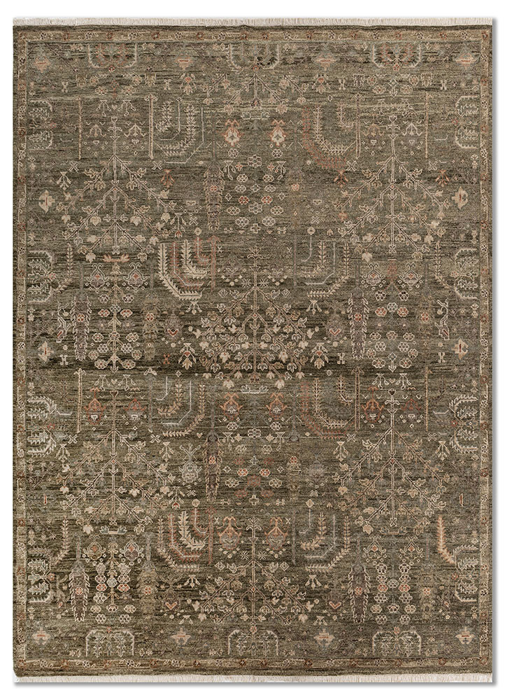 erbe green wool hand knotted Rug - HeadShot erbe green wool hand knotted Rug - HeadShot
