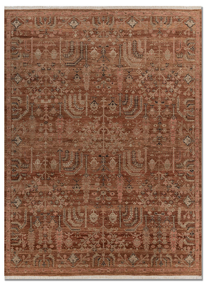 erbe red and orange wool hand knotted Rug - HeadShot erbe red and orange wool hand knotted Rug - HeadShot