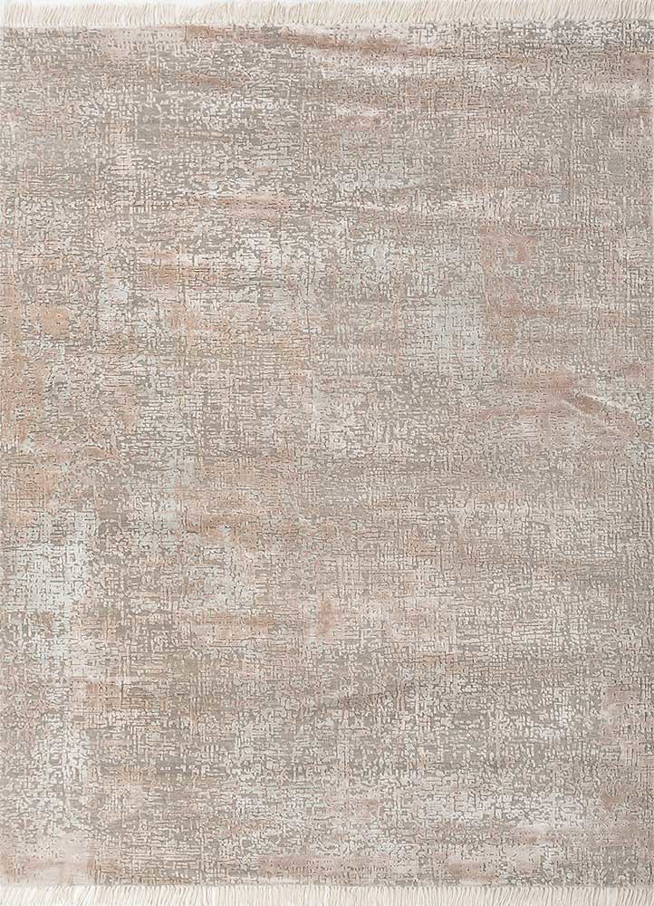  grey and black wool and bamboo silk hand knotted Rug