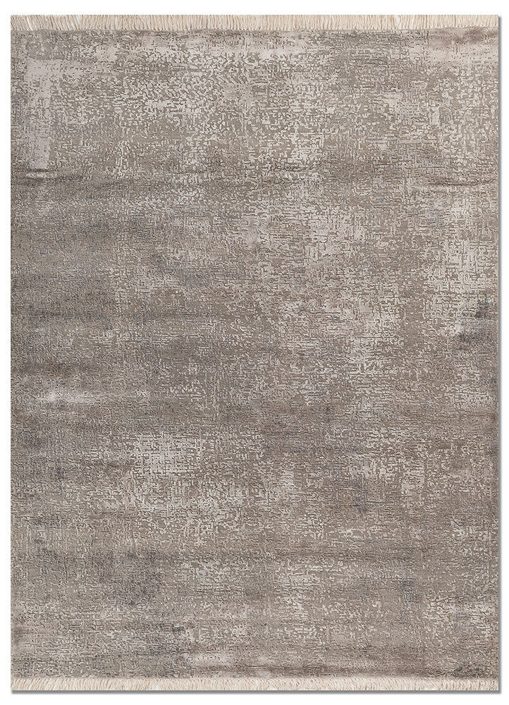 grey and black grey and black wool and bamboo silk hand knotted Rug
