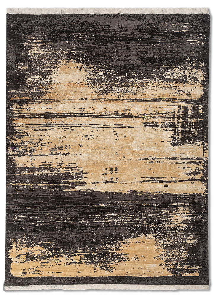 entropy blue wool and bamboo silk hand knotted Rug - HeadShot