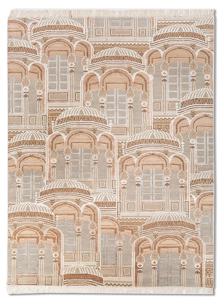 ivory ivory wool and bamboo silk hand knotted Rug