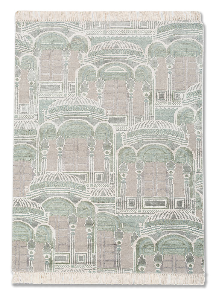 khidki ivory wool and bamboo silk hand knotted Rug - HeadShot khidki ivory wool and bamboo silk hand knotted Rug - HeadShot