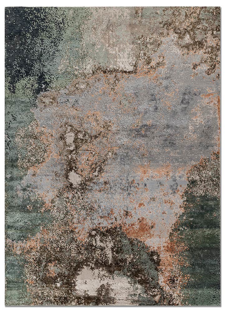 manifest ivory wool and bamboo silk hand knotted Rug - HeadShot