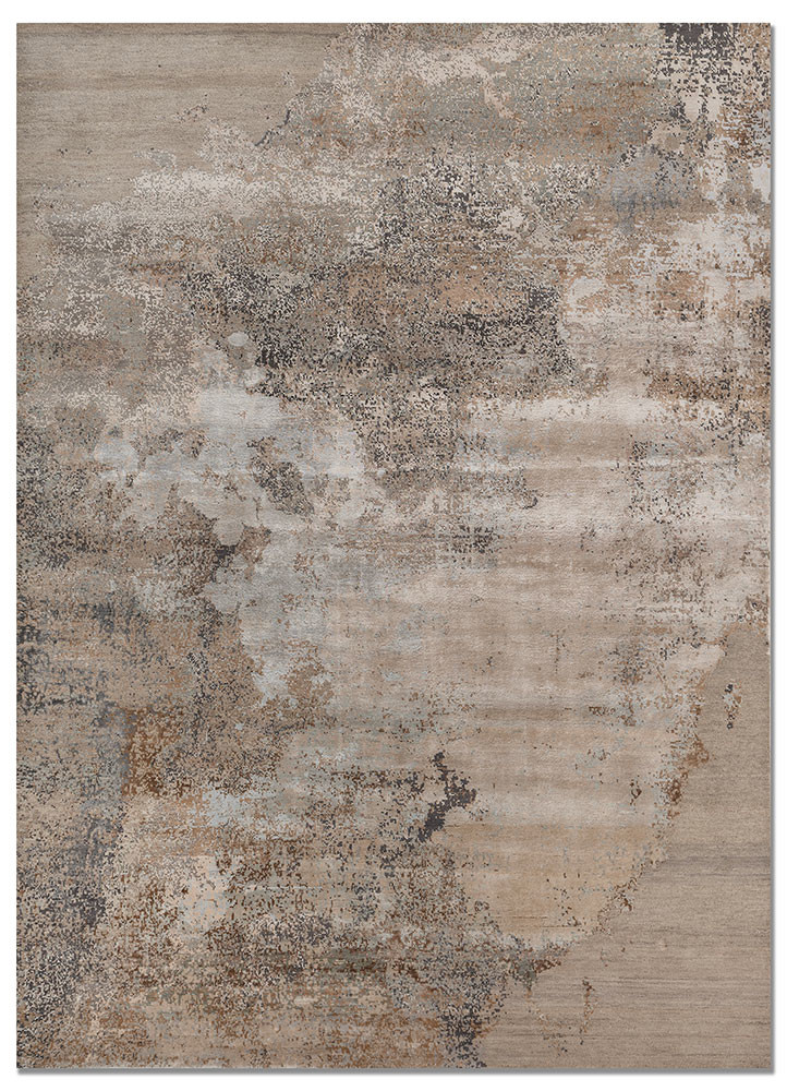 uvenuti beige and brown wool and bamboo silk hand knotted Rug - HeadShot