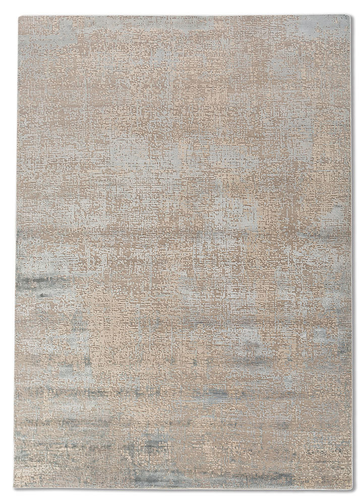 entropy ivory wool and bamboo silk hand knotted Rug - HeadShot