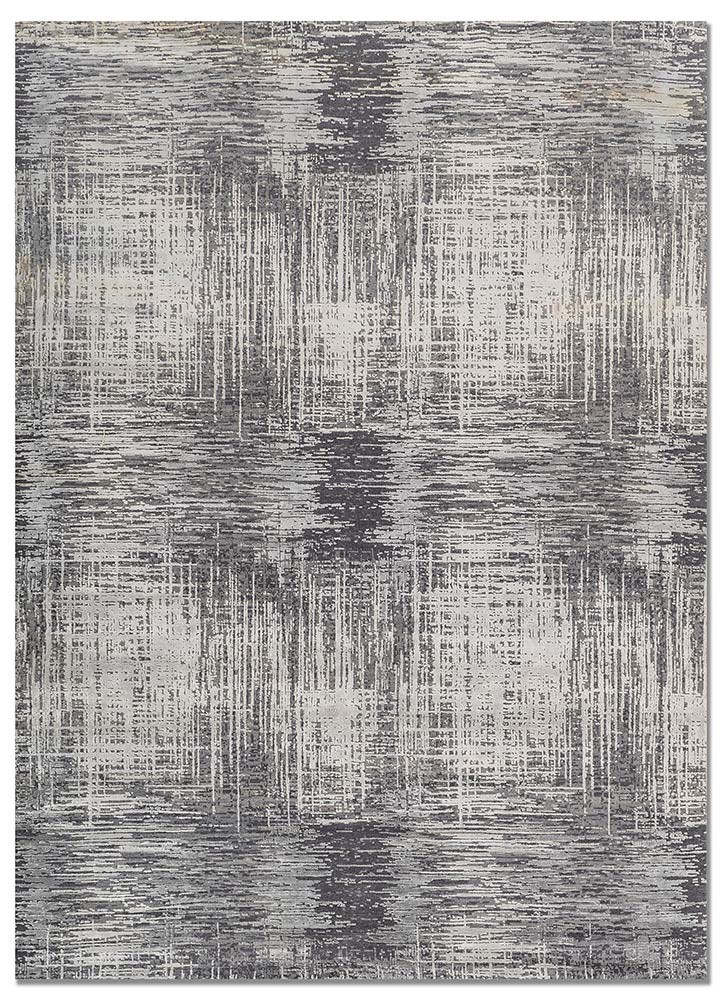 blue blue wool and bamboo silk hand knotted Rug