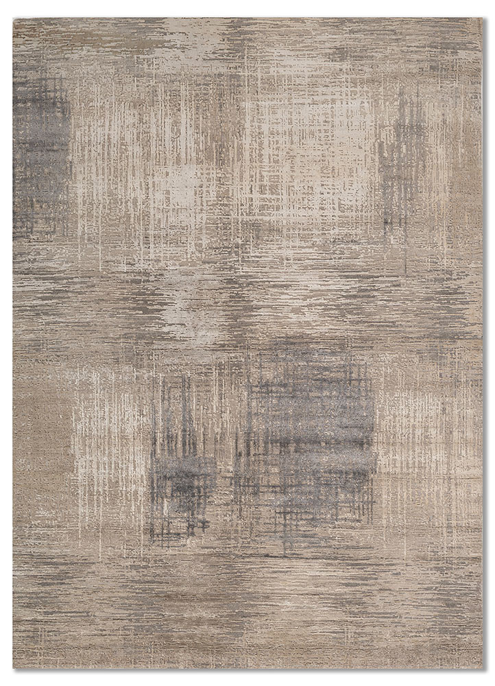 uvenuti grey and black wool and bamboo silk hand knotted Rug - HeadShot