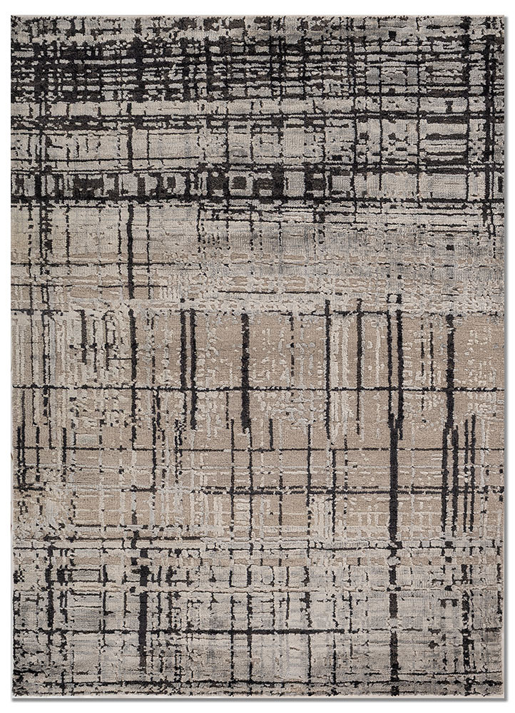 uvenuti grey and black wool and bamboo silk hand knotted Rug - HeadShot