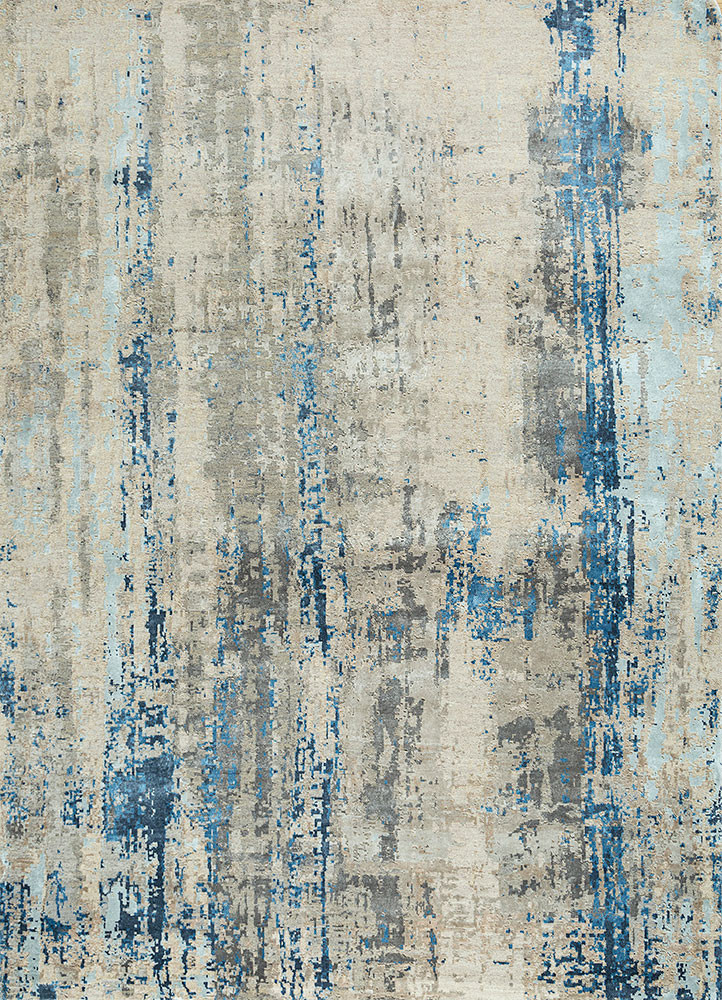 ivory ivory wool and bamboo silk hand knotted Rug