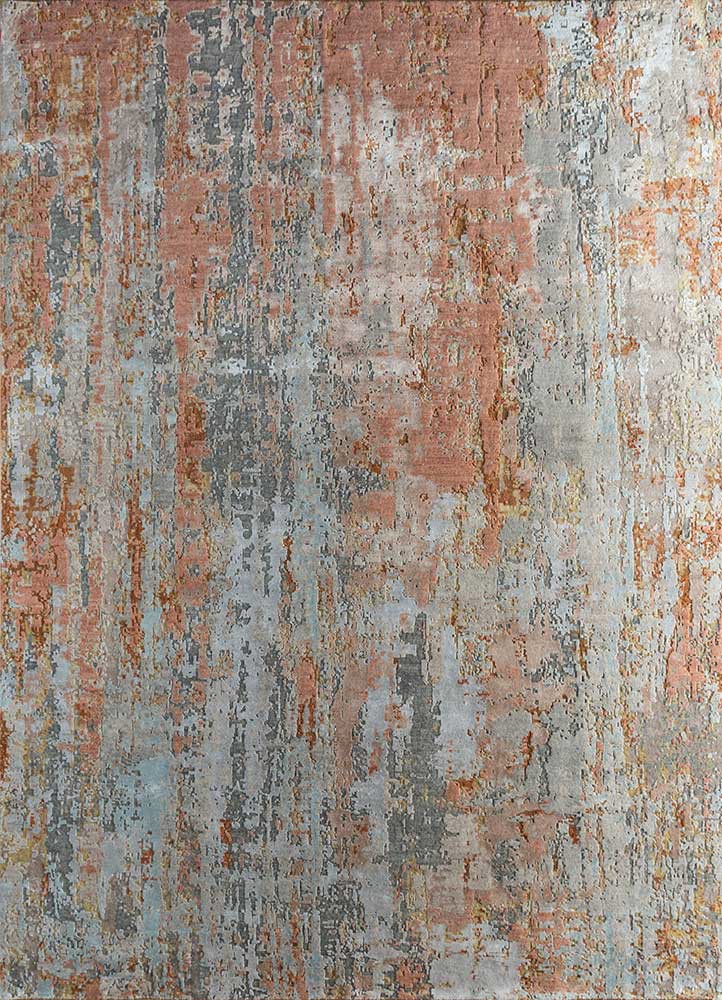  grey and black wool and bamboo silk hand knotted Rug