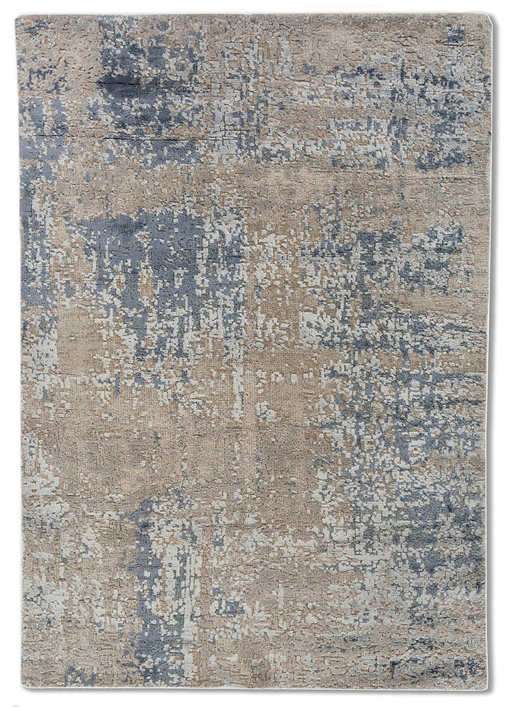 uvenuti grey and black wool and bamboo silk hand knotted Rug - HeadShot