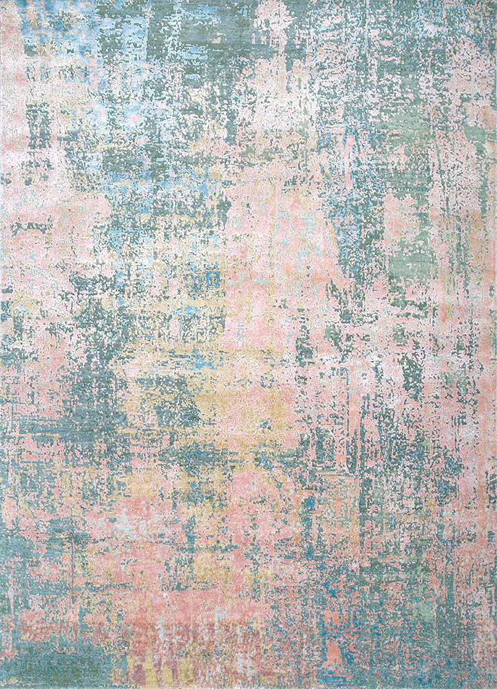 entropy red and orange wool and bamboo silk hand knotted Rug - HeadShot entropy red and orange wool and bamboo silk hand knotted Rug - HeadShot