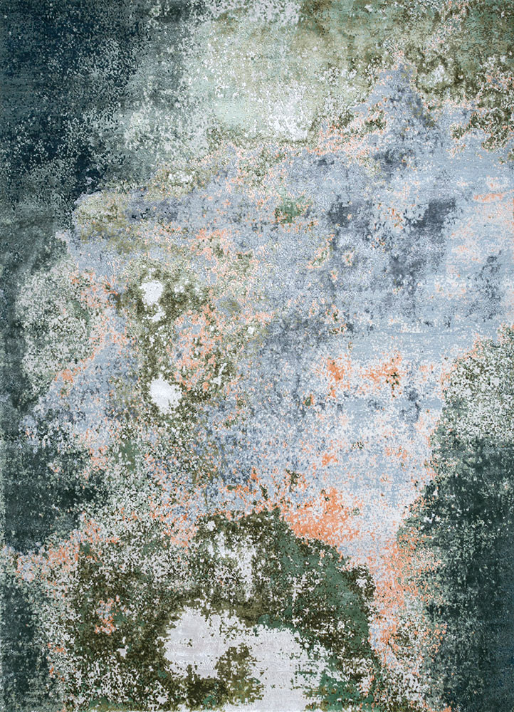 entropy ivory wool and bamboo silk hand knotted Rug - HeadShot