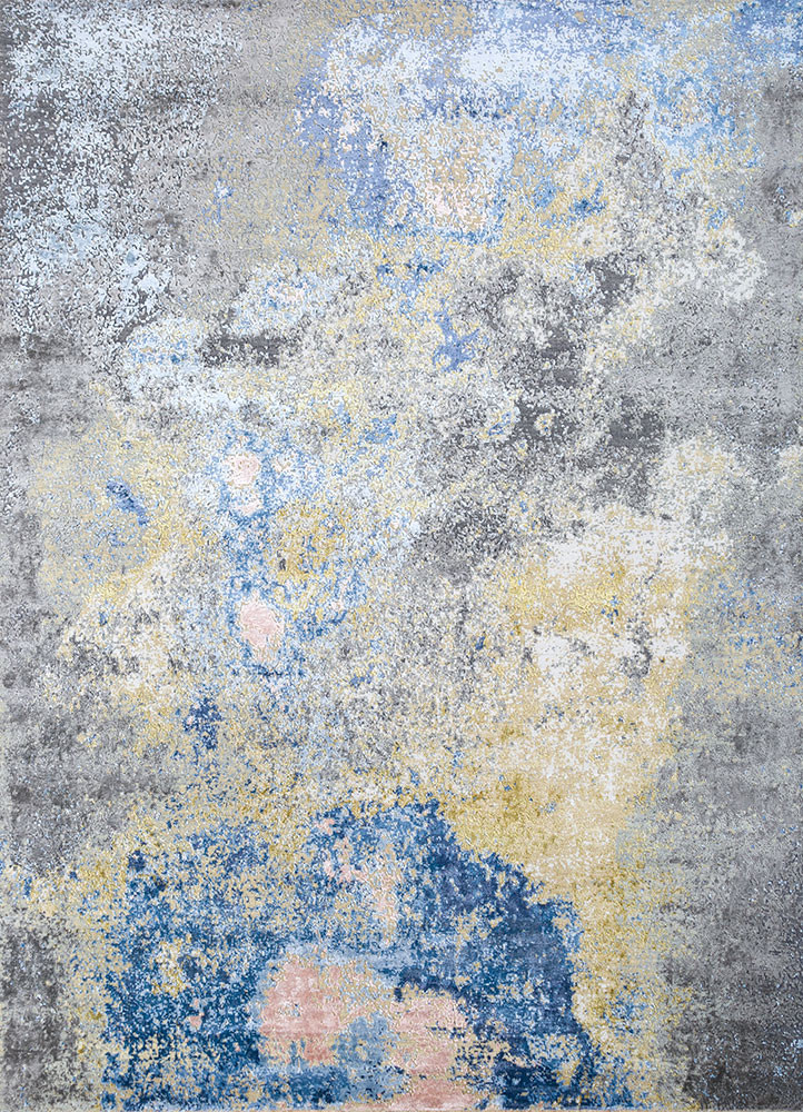 uvenuti grey and black wool and bamboo silk hand knotted Rug - HeadShot uvenuti grey and black wool and bamboo silk hand knotted Rug - HeadShot