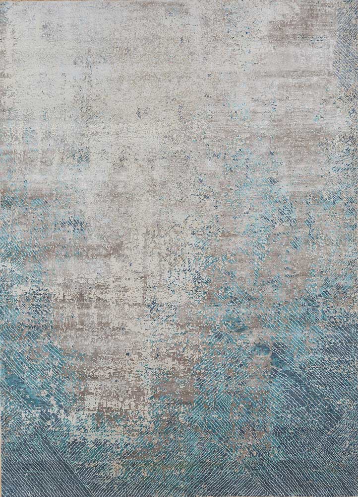 uvenuti grey and black wool and bamboo silk hand knotted Rug - HeadShot
