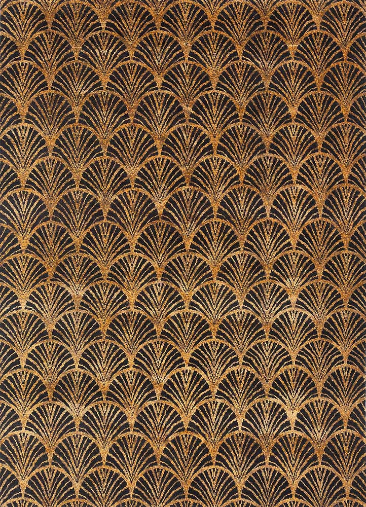 azalea grey and black wool and bamboo silk hand knotted Rug