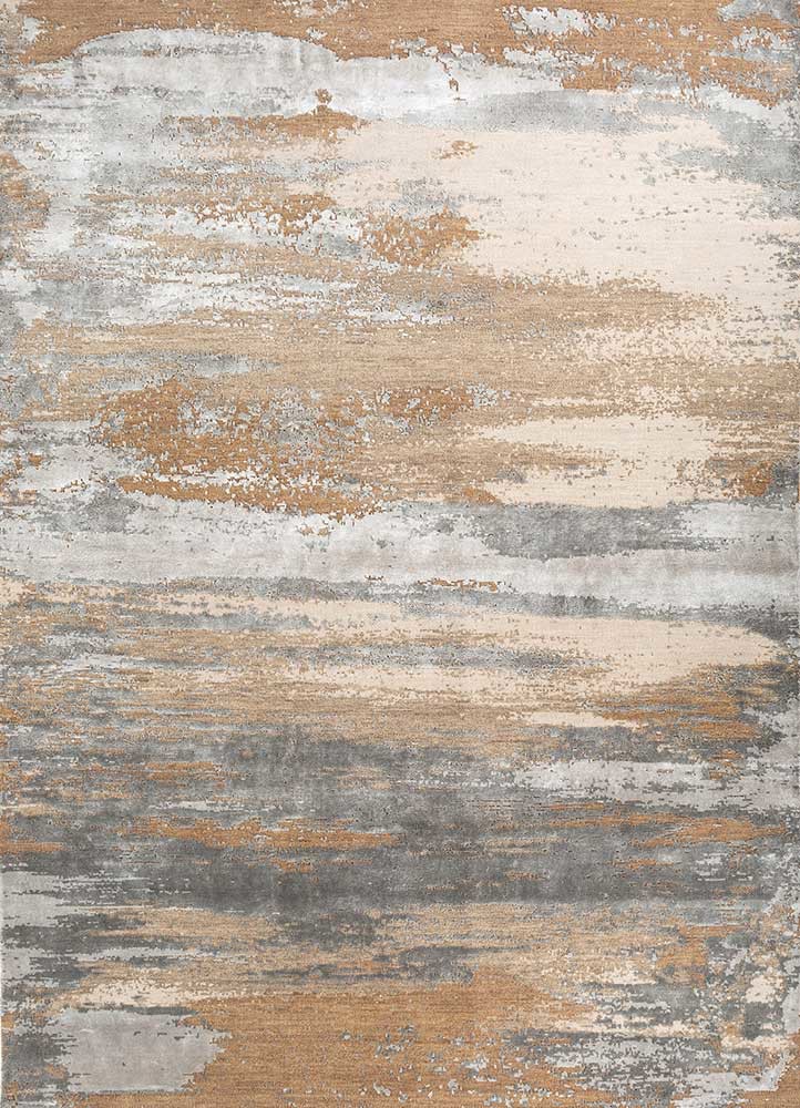 entropy ivory wool and bamboo silk hand knotted Rug