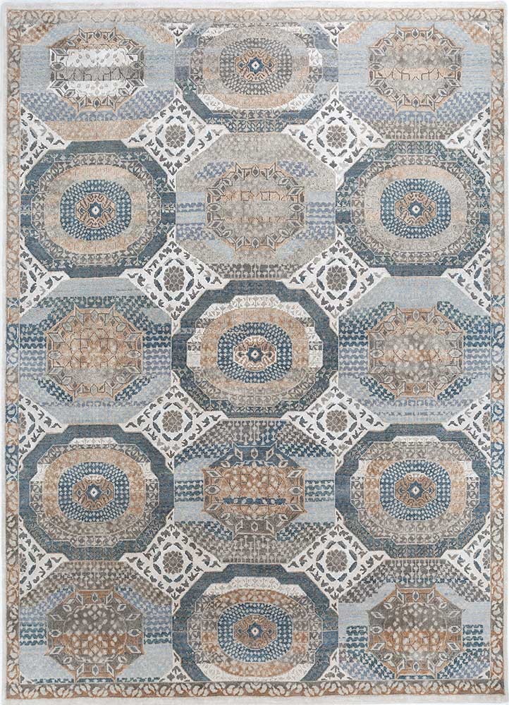 cyanna grey and black wool and bamboo silk hand knotted Rug - HeadShot