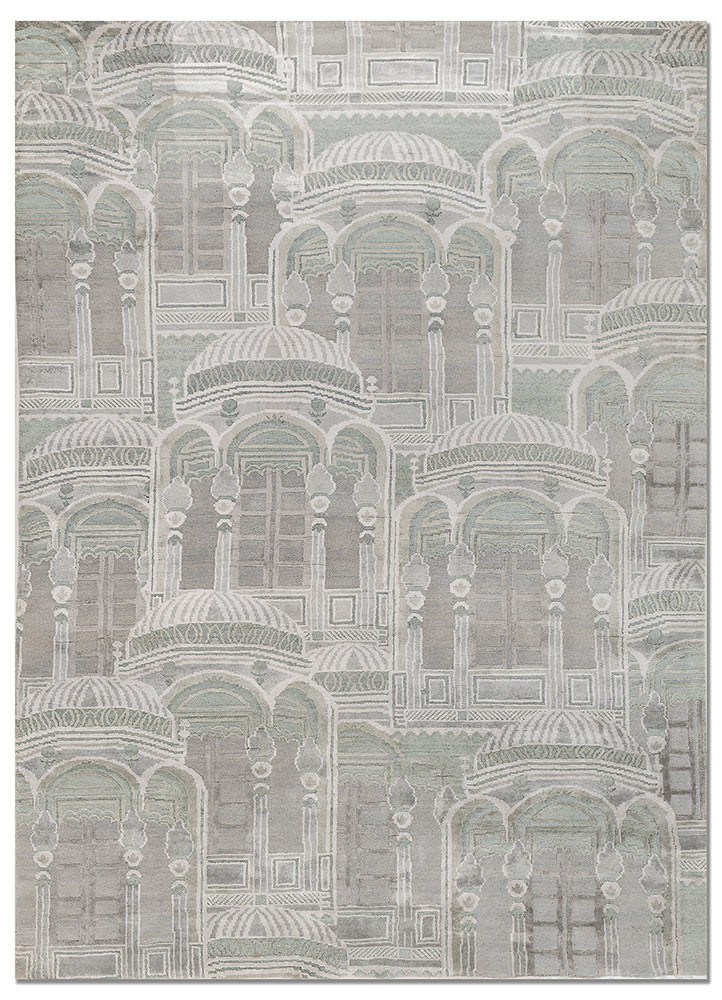 khidki ivory wool and bamboo silk hand knotted Rug - HeadShot khidki ivory wool and bamboo silk hand knotted Rug - HeadShot