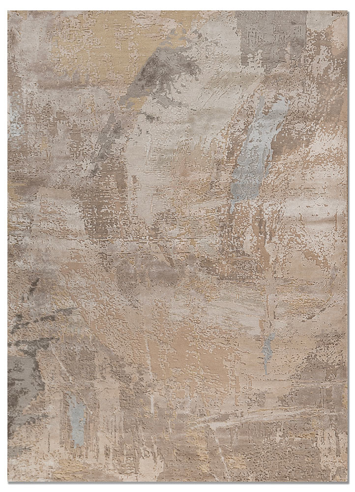 grey and black grey and black wool and bamboo silk hand knotted Rug