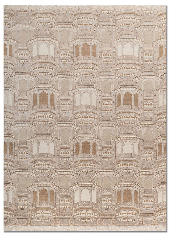 khidki ivory wool and bamboo silk hand knotted Rug - HeadShot khidki ivory wool and bamboo silk hand knotted Rug - HeadShot