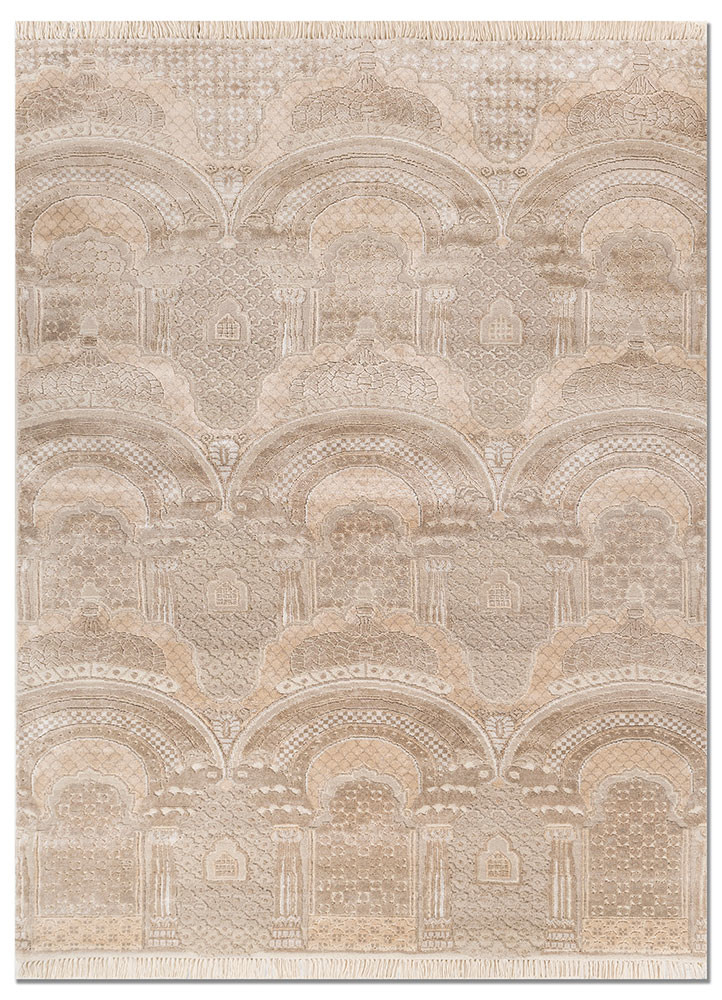 khidki ivory wool and bamboo silk hand knotted Rug - HeadShot khidki ivory wool and bamboo silk hand knotted Rug - HeadShot