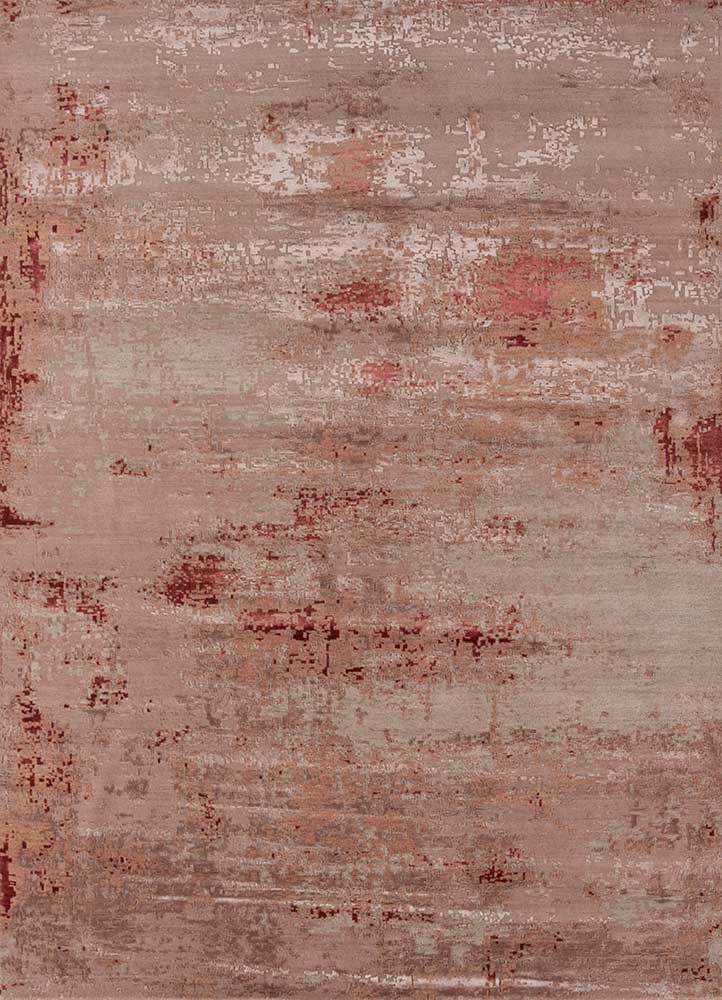  pink and purple wool and bamboo silk hand knotted Rug