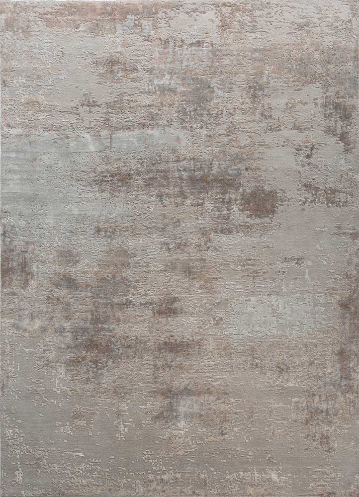  grey and black wool and bamboo silk hand knotted Rug