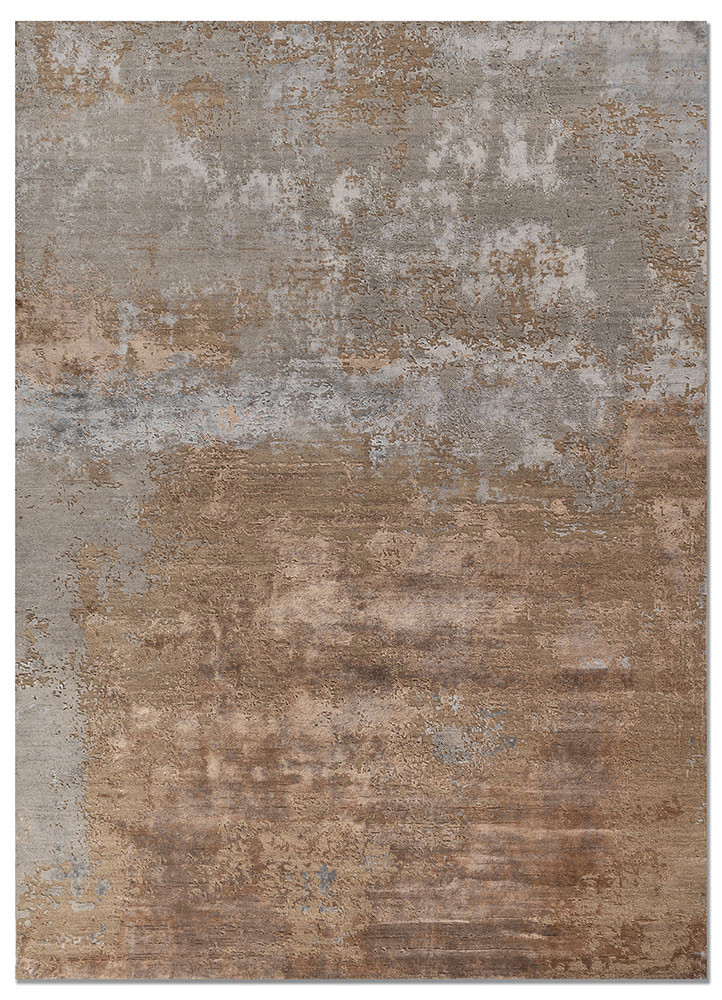 grey and black grey and black wool and bamboo silk hand knotted Rug