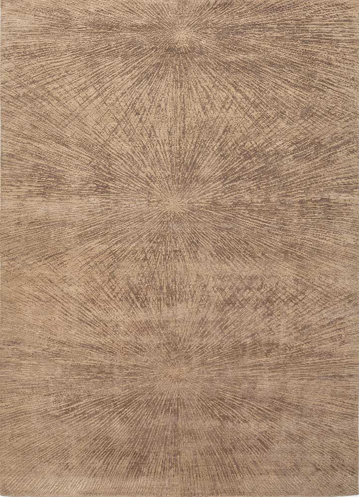  beige and brown wool and bamboo silk hand knotted Rug