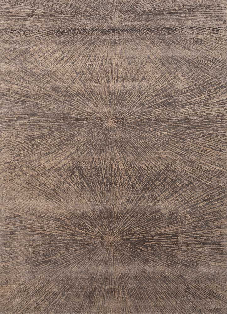  beige and brown wool and bamboo silk hand knotted Rug