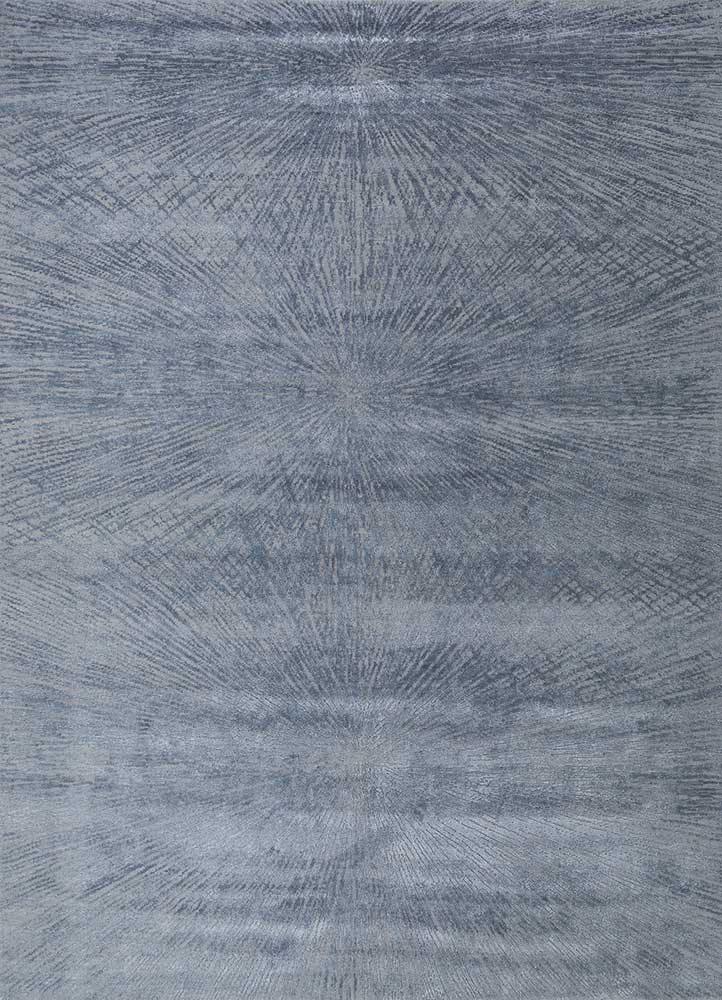  blue wool and bamboo silk hand knotted Rug