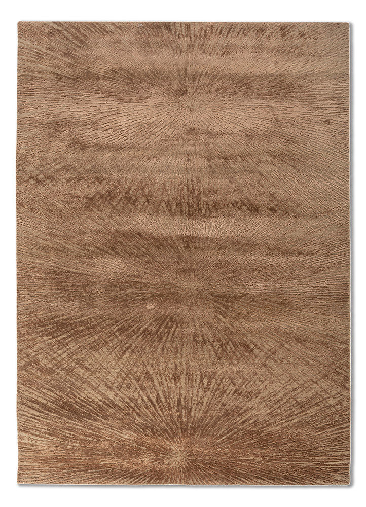 beige and brown beige and brown wool and bamboo silk hand knotted Rug