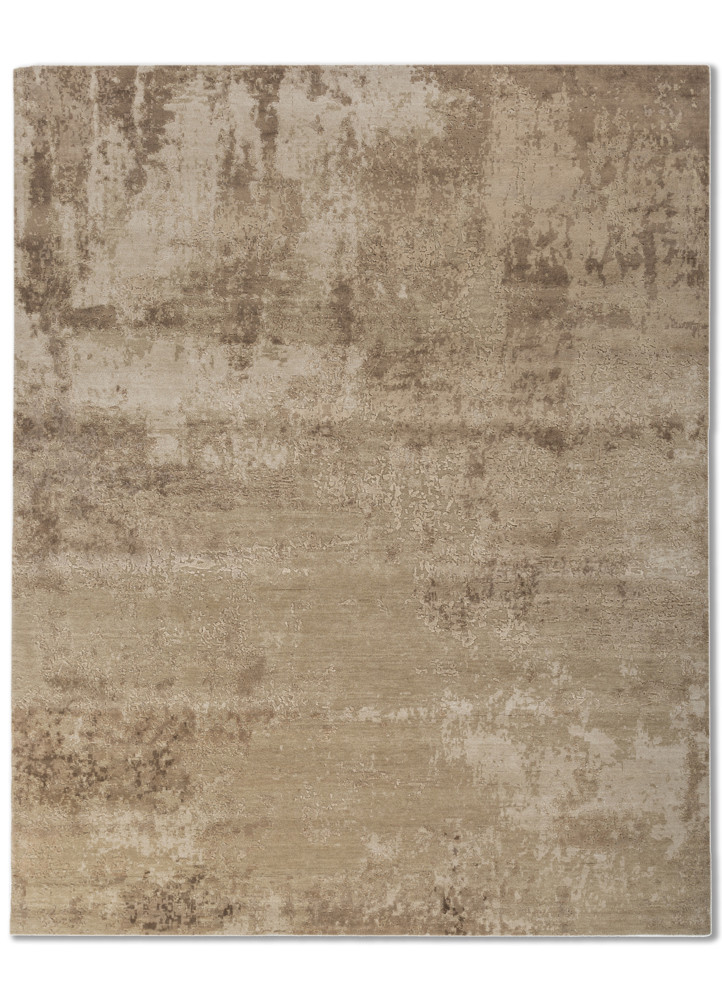 uvenuti beige and brown wool and bamboo silk hand knotted Rug - HeadShot
