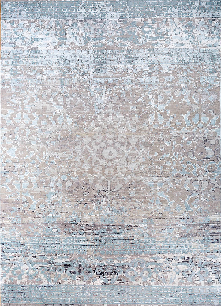 far east blue wool and bamboo silk hand knotted Rug - HeadShot far east blue wool and bamboo silk hand knotted Rug - HeadShot