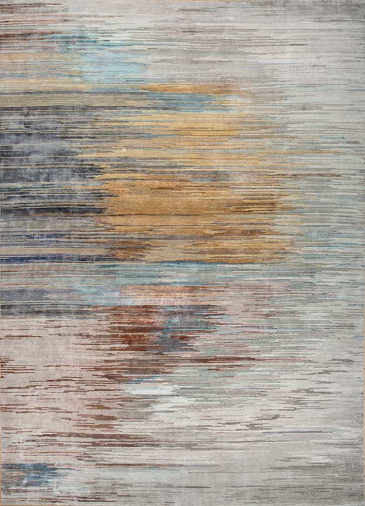 hidden by kavi ivory wool and bamboo silk hand knotted Rug - HeadShot