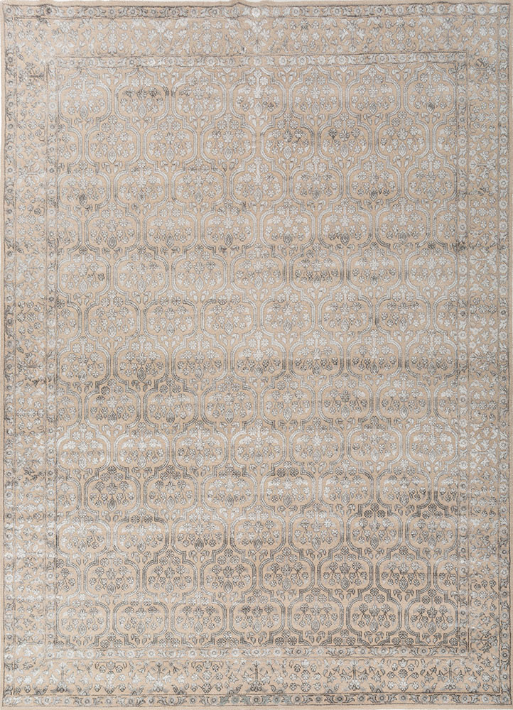 viscaya beige and brown wool and bamboo silk hand knotted Rug - HeadShot viscaya beige and brown wool and bamboo silk hand knotted Rug - HeadShot