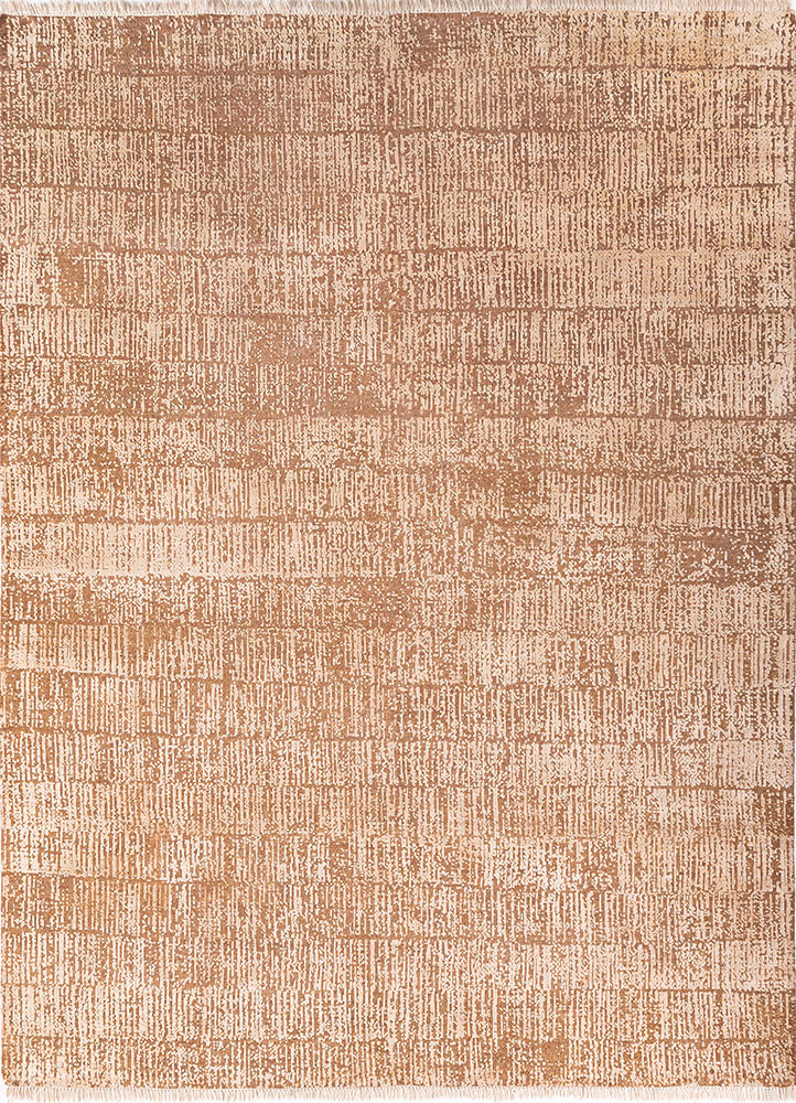 entropy red and orange wool and silk hand knotted Rug - HeadShot