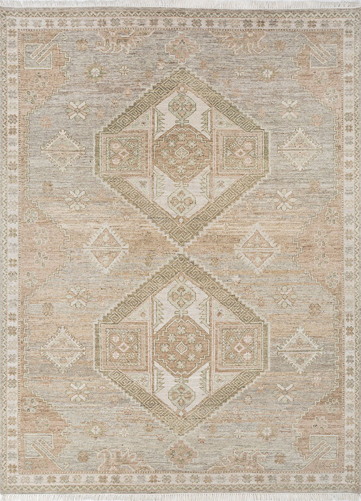 erbe beige and brown wool hand knotted Rug - HeadShot erbe beige and brown wool hand knotted Rug - HeadShot