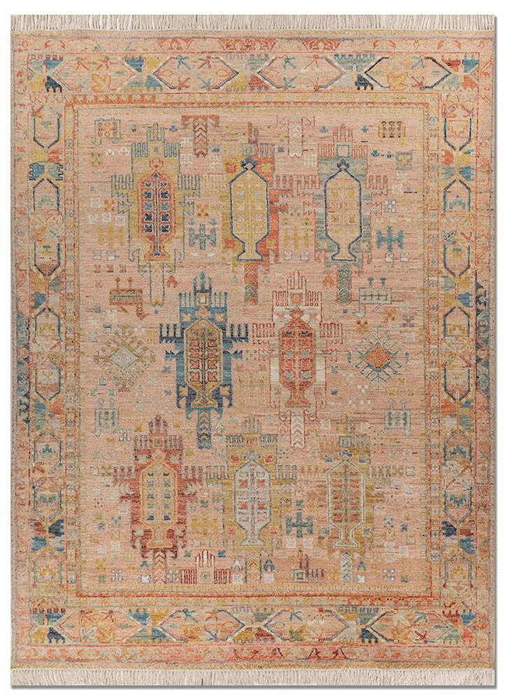 aprezo red and orange wool hand knotted Rug - HeadShot aprezo red and orange wool hand knotted Rug - HeadShot