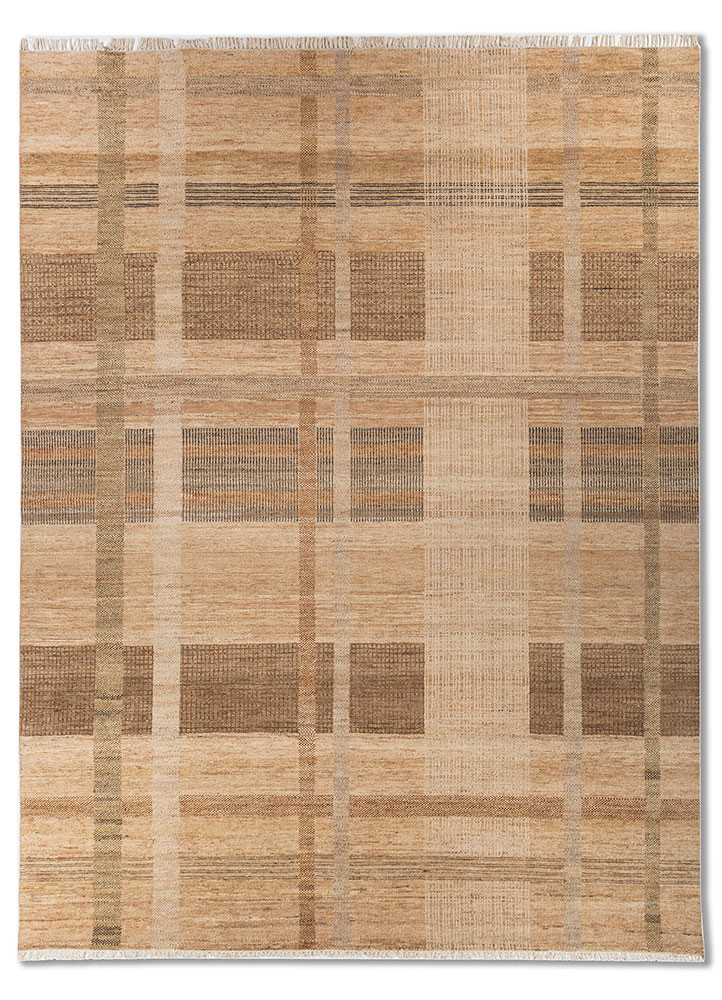  beige and brown wool hand knotted Rug
