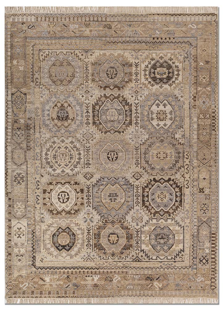 aprezo beige and brown wool hand knotted Rug - HeadShot aprezo beige and brown wool hand knotted Rug - HeadShot