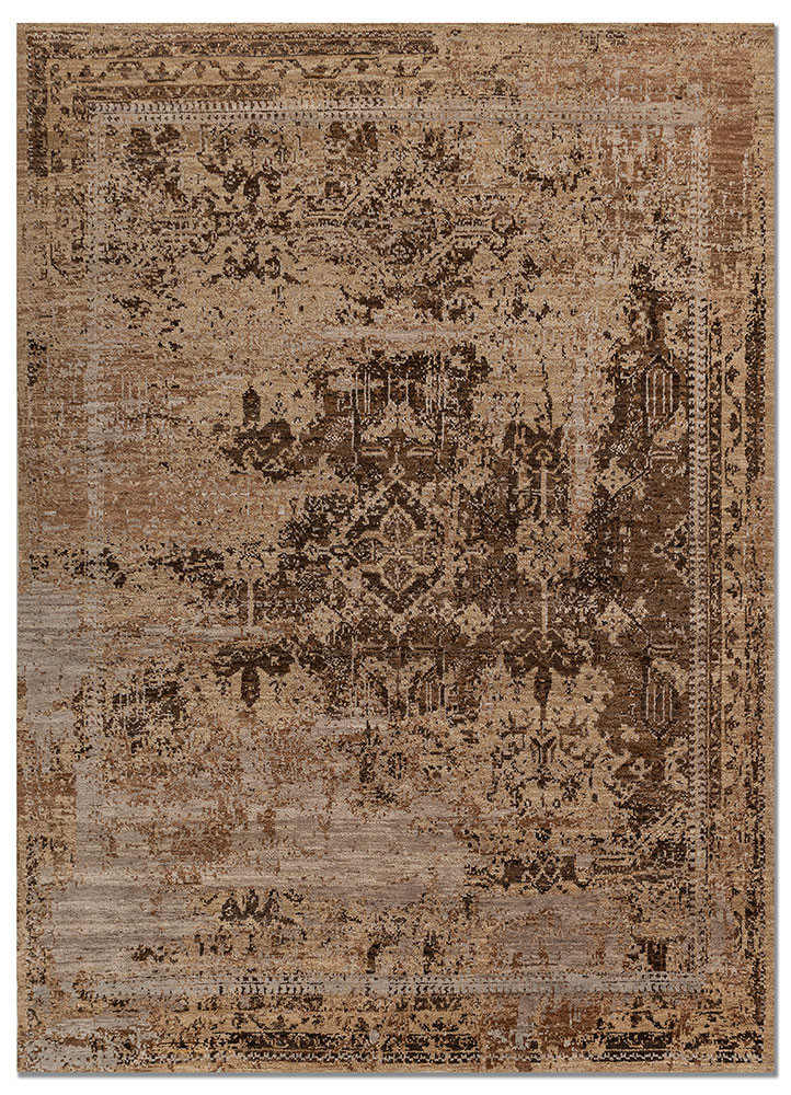aprezo beige and brown wool hand knotted Rug - HeadShot aprezo beige and brown wool hand knotted Rug - HeadShot