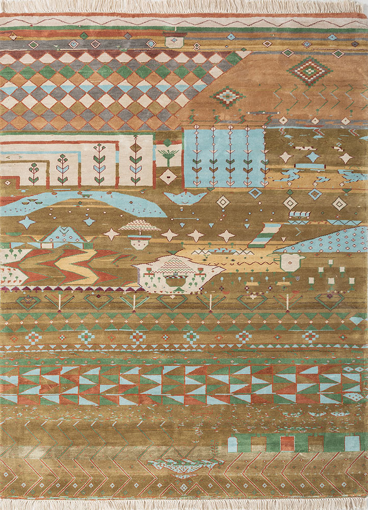 manchaha gold silk hand knotted Rug - HeadShot manchaha gold silk hand knotted Rug - HeadShot