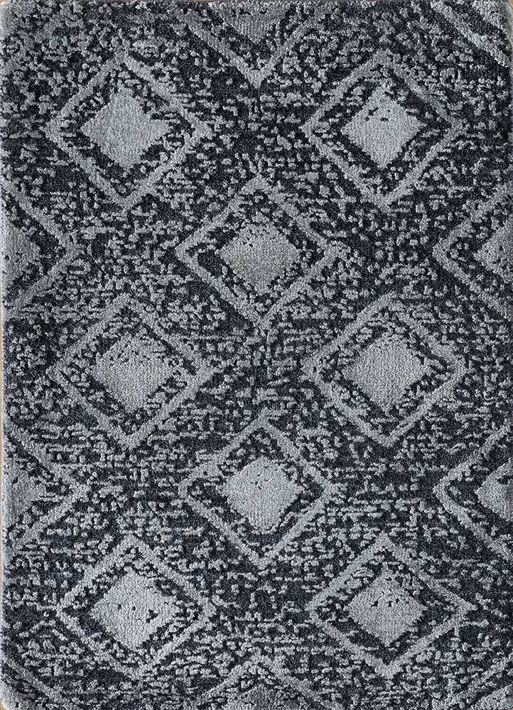 blue blue wool and bamboo silk hand knotted Rug