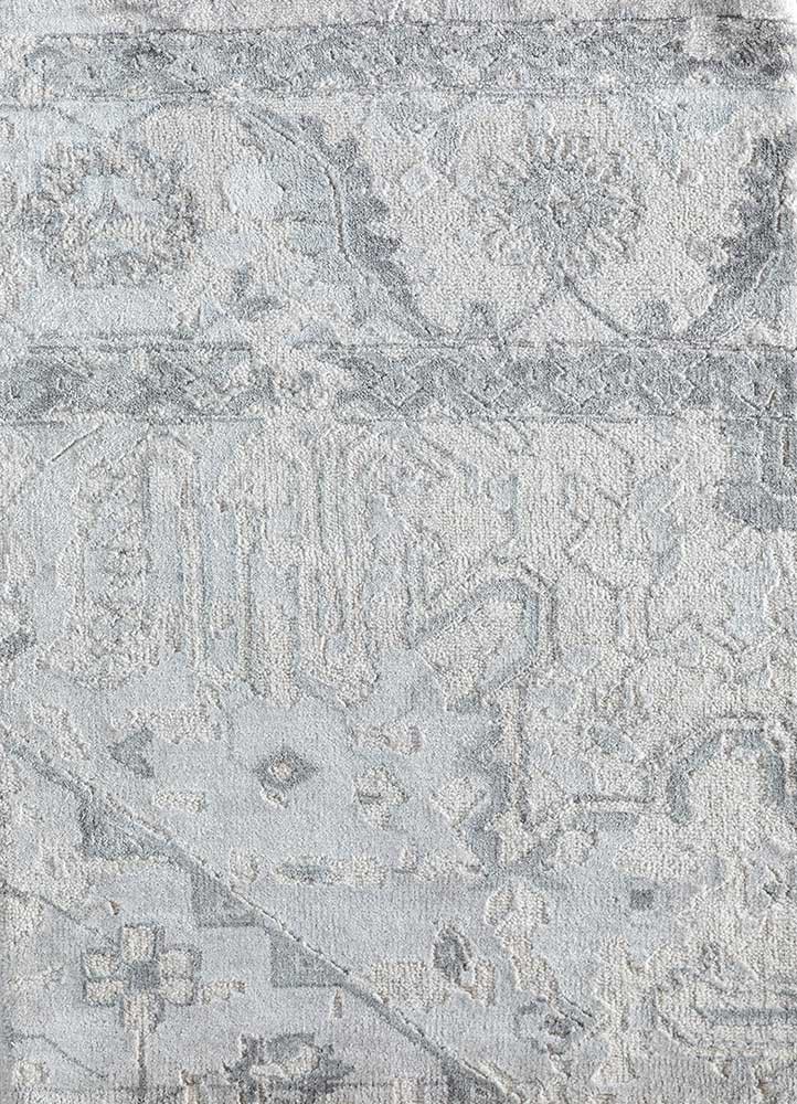  grey and black wool and bamboo silk hand knotted Rug