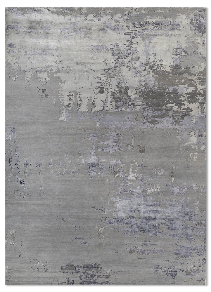 chaos theory by kavi grey and black wool and bamboo silk hand knotted Rug - HeadShot chaos theory by kavi grey and black wool and bamboo silk hand knotted Rug - HeadShot