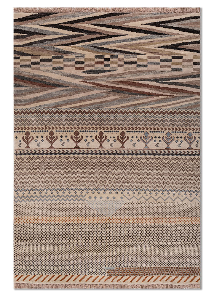 manchaha ivory wool and silk hand knotted Rug - HeadShot manchaha ivory wool and silk hand knotted Rug - HeadShot